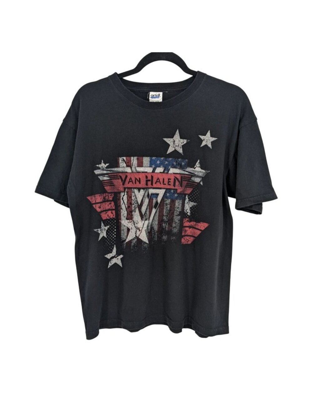 Van Halen T Shirt USA Flag‎ Stars Graphic Band Tee Distressed Biker Rock Large